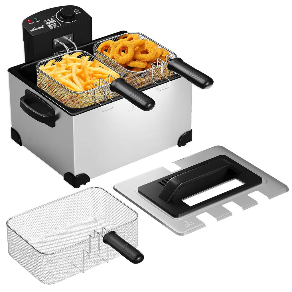 HOMELUX Deep Fryer 5 Liters with Viewing Window, Cold Zone, Temperature Control, 2000W