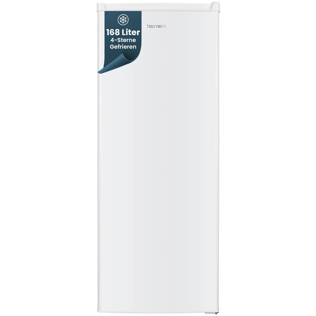homeX Freezer, Large Freezer - 168L Net Capacity, 4-Star Freezing, XXL Freezer, Freestanding, Quiet, White