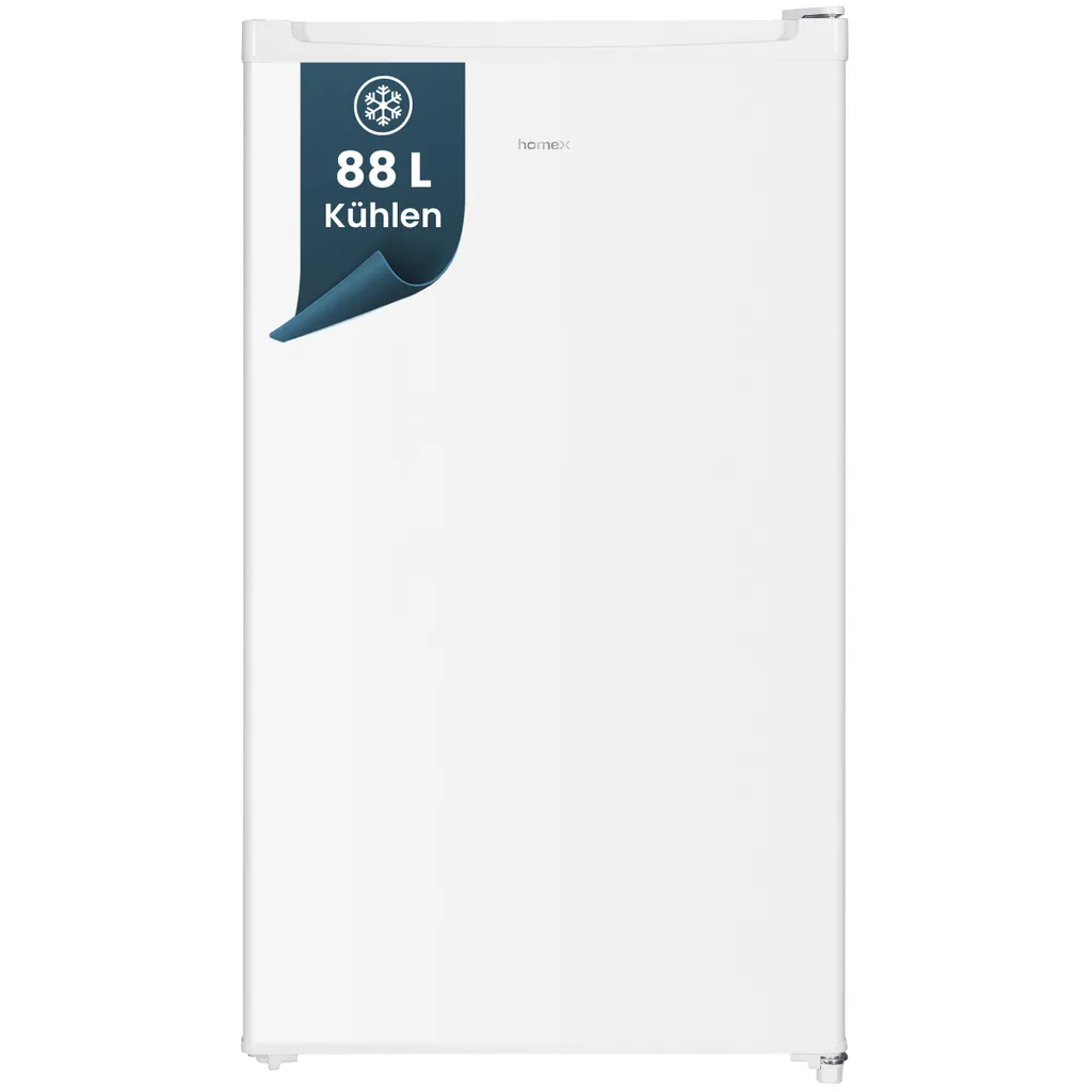 homeX refrigerator without freezer compartment, small full-size refrigerator - 88L net capacity, freestanding table refrigerator, white