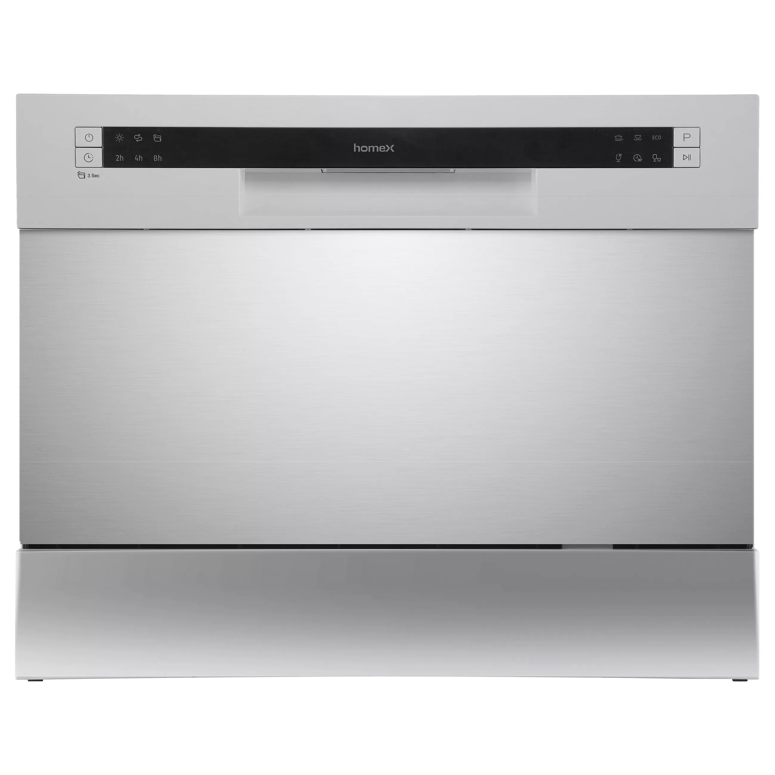 homeX Tabletop Dishwasher, 6 Programs, Mini Dishwasher for 6 Place Settings, Ideal for Small Apartments, AquaStop, GST6AE-S Silver