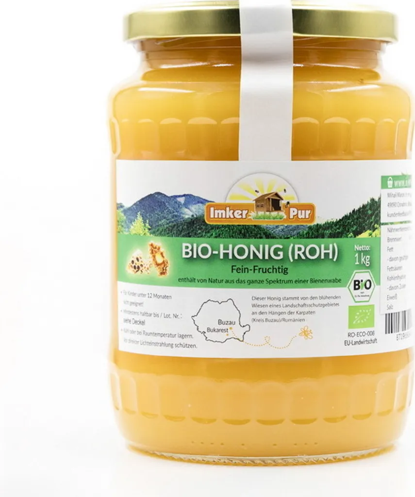 Honey (raw) from ImkerPur, 1 kg, unfiltered, not spun or heated