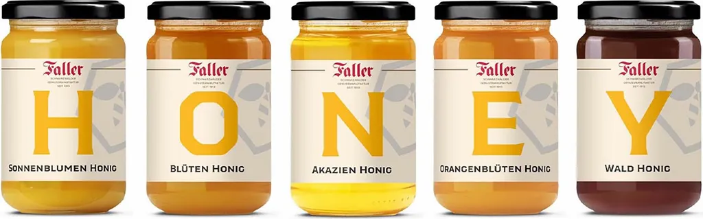 Faller Konfitüren Honey from the Black Forest gourmet food manufacturer Faller, gift set HONEY 5 x 380 grams 1900g