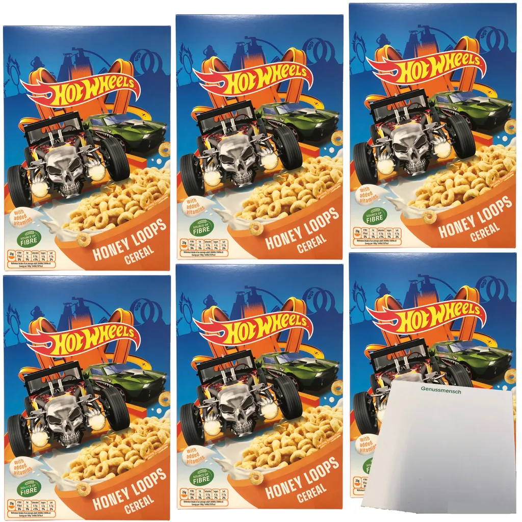 Hot Wheels Honey Loops Whole Grain Breakfast Cereal with Honey 6-pack (6x375g pack) + usy Block
