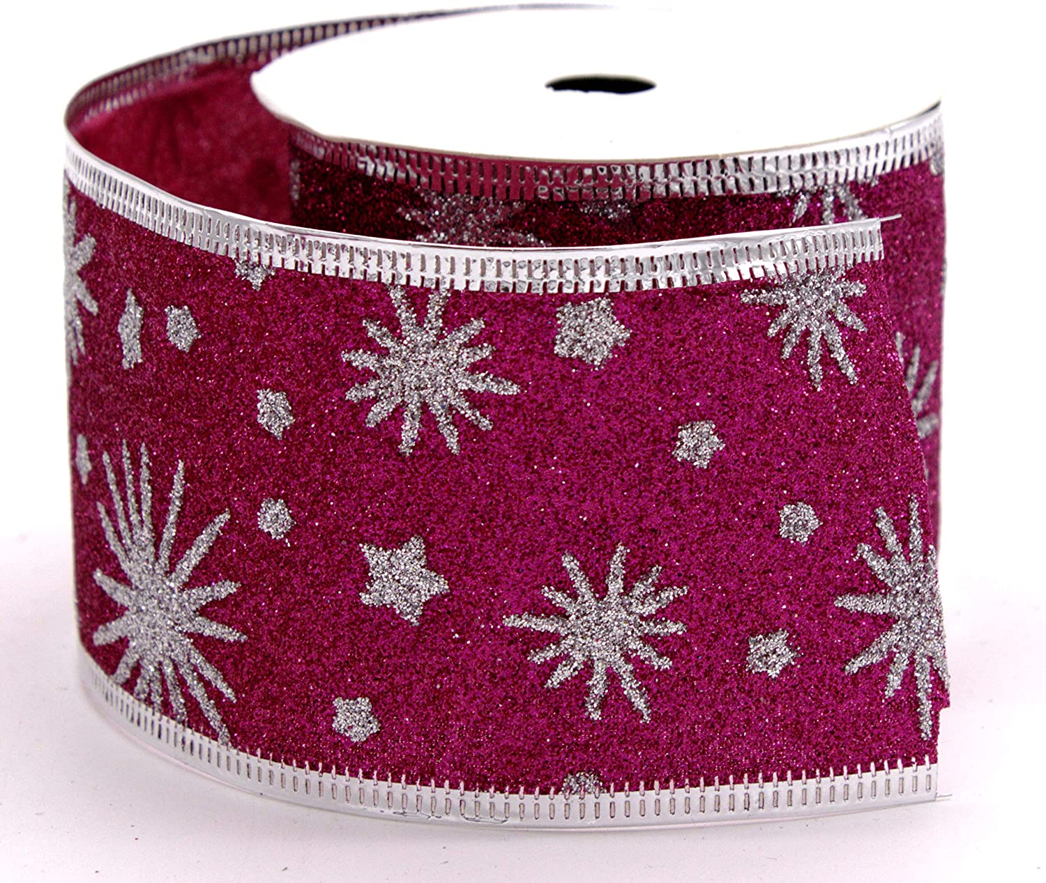 Daro Deko Fabric Ribbon 6.3 Cm X 2.70 M In White/Silver/Purple - 1 Piece Or