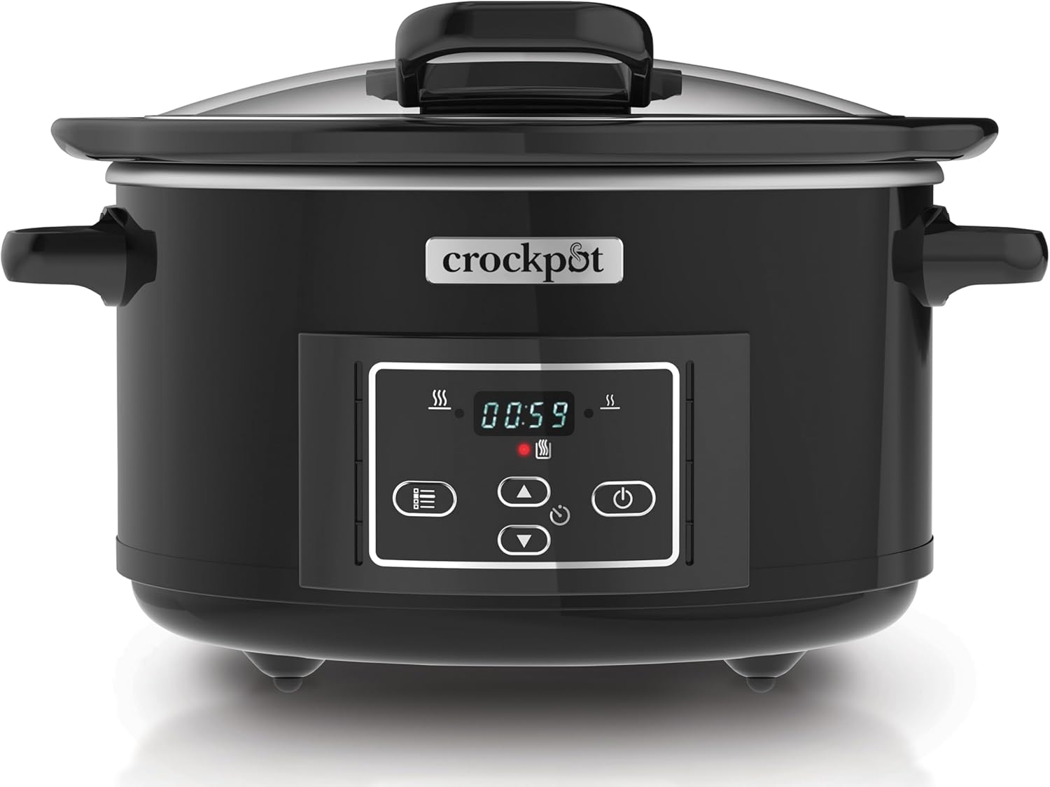 Crock-Pot Digital Slow Cooker with Hinged Lid | Adjustable Cooking Time | 4.7 liters (4-5 people) | Black (Stainless Metal) [CSC052X]
