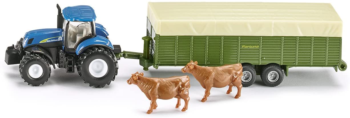 Siku 1863 Model Tractor New Holland with Livestock Trailer Assorted Colours