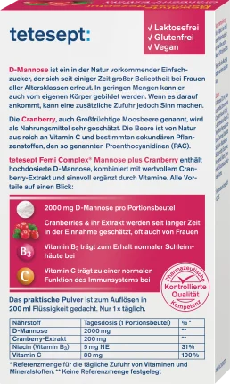 tetesept Femi Complex Mannose plus Cranberry Sachets 8 pcs, 23.2 g