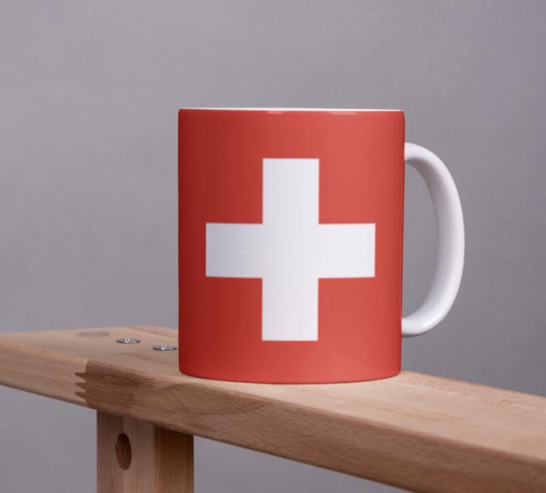 Switzerland Coffee Mug 325 ml Flag Ceramic Dishwasher Safe Office Gift Tea Cup