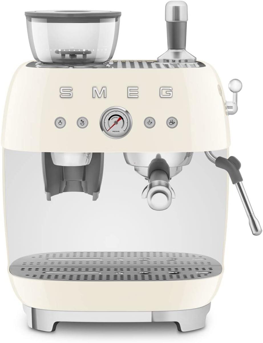 Smeg EGF03CREU Espresso Machine, Fully Automatic Coffee Machine, 50s Style, Cream