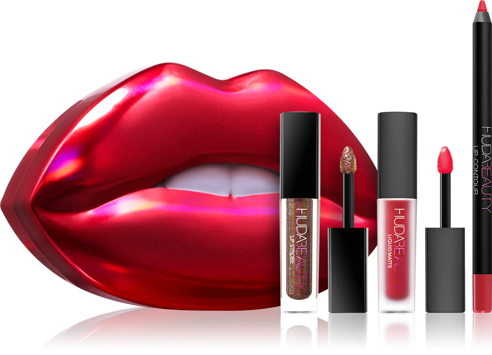 Huda Beauty Contour & Strobe Lip Set Gift Set