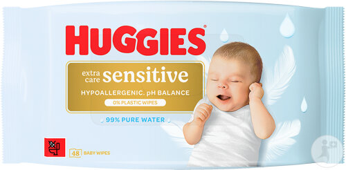 Huggies Baby Wipes Extra Care Sensitive Plastic-Free 48 Count