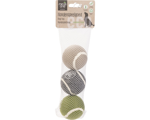 Dog toy beeztees Minus one tennis ball 3 pieces gray green beige 6 cm