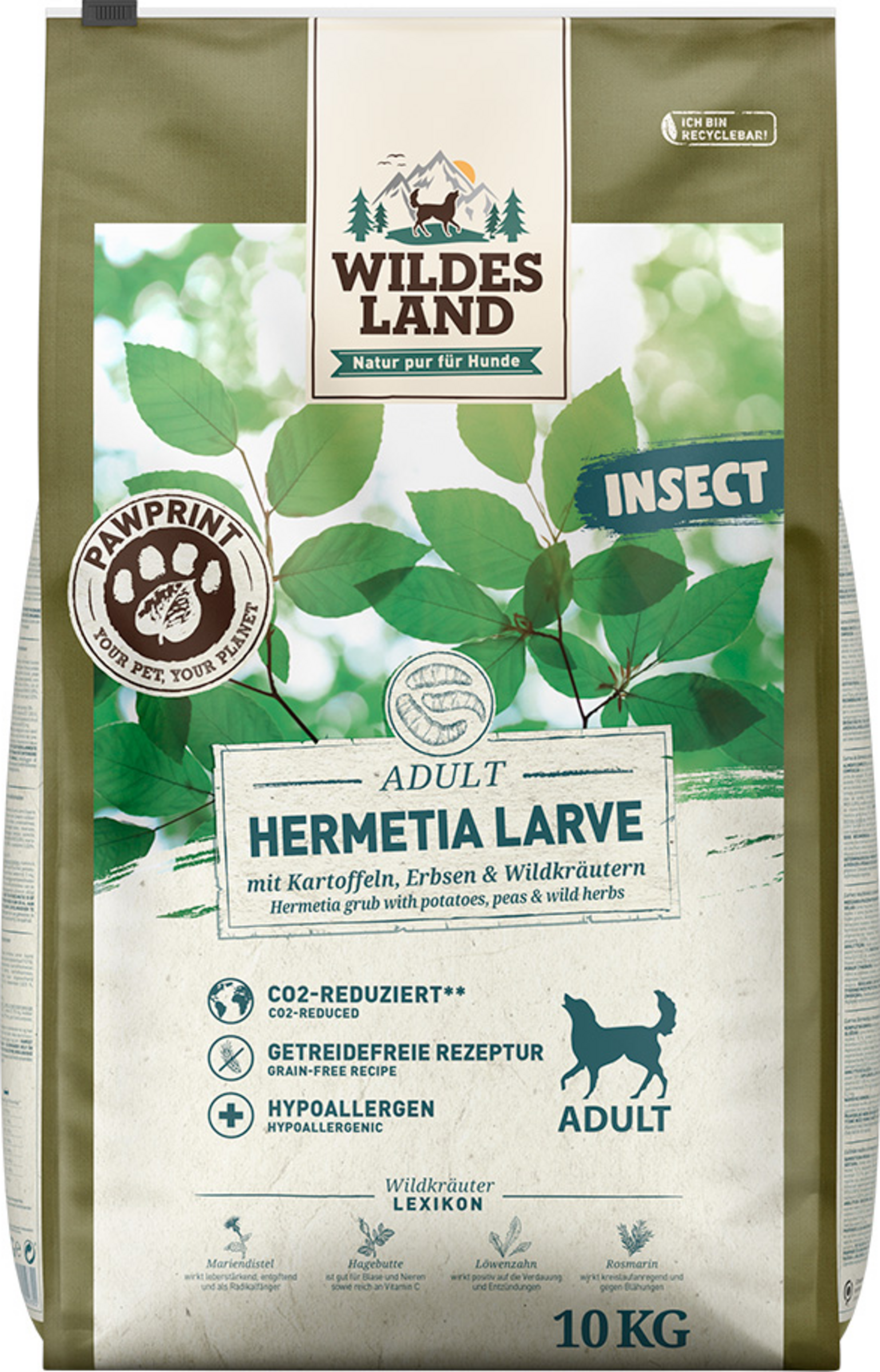 Wildes Land Dog Food Adult PawPrint Insect Hermetia Larva