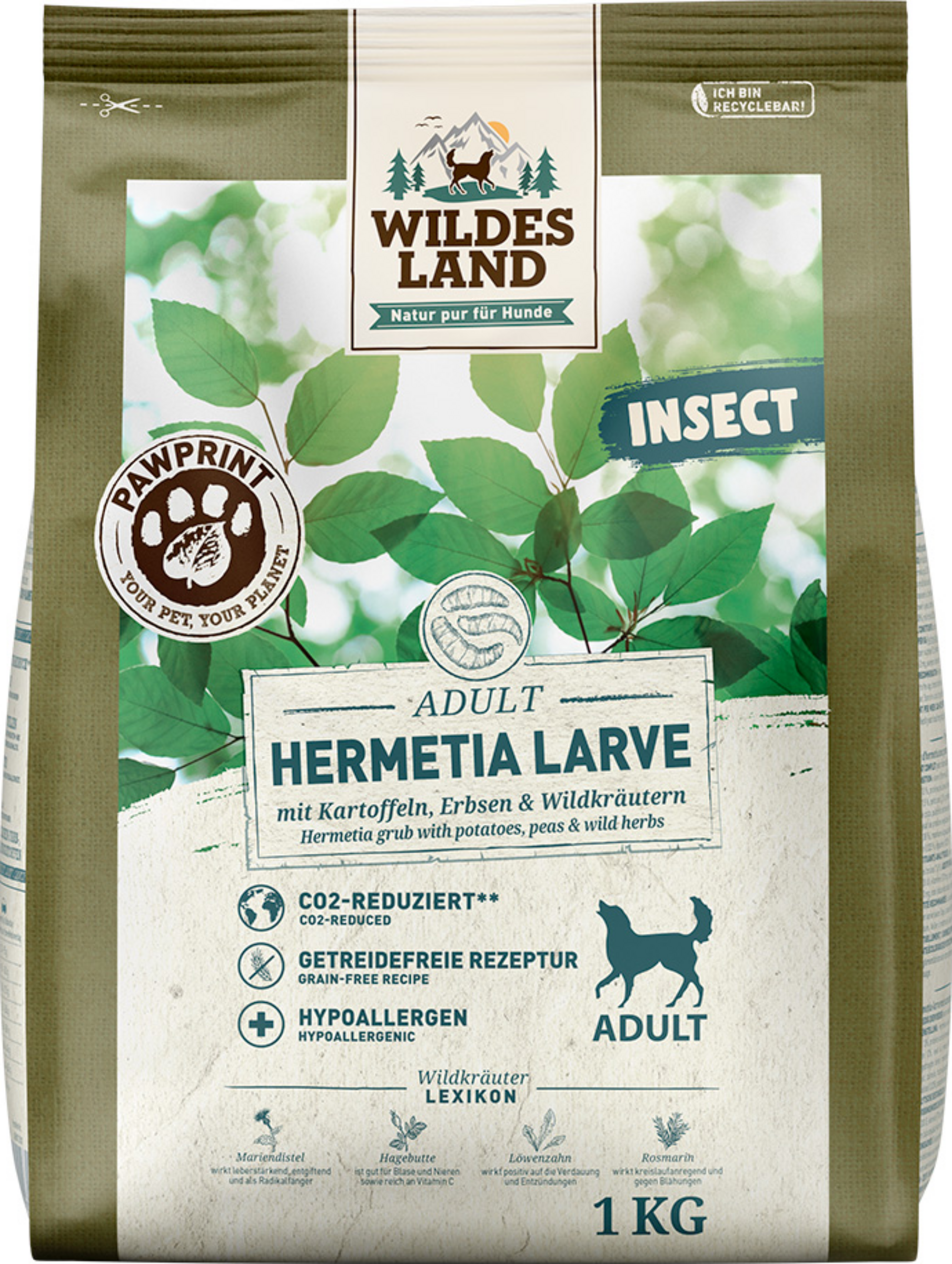 Wildes Land Dog Food Adult PawPrint Insect Hermetia Larva