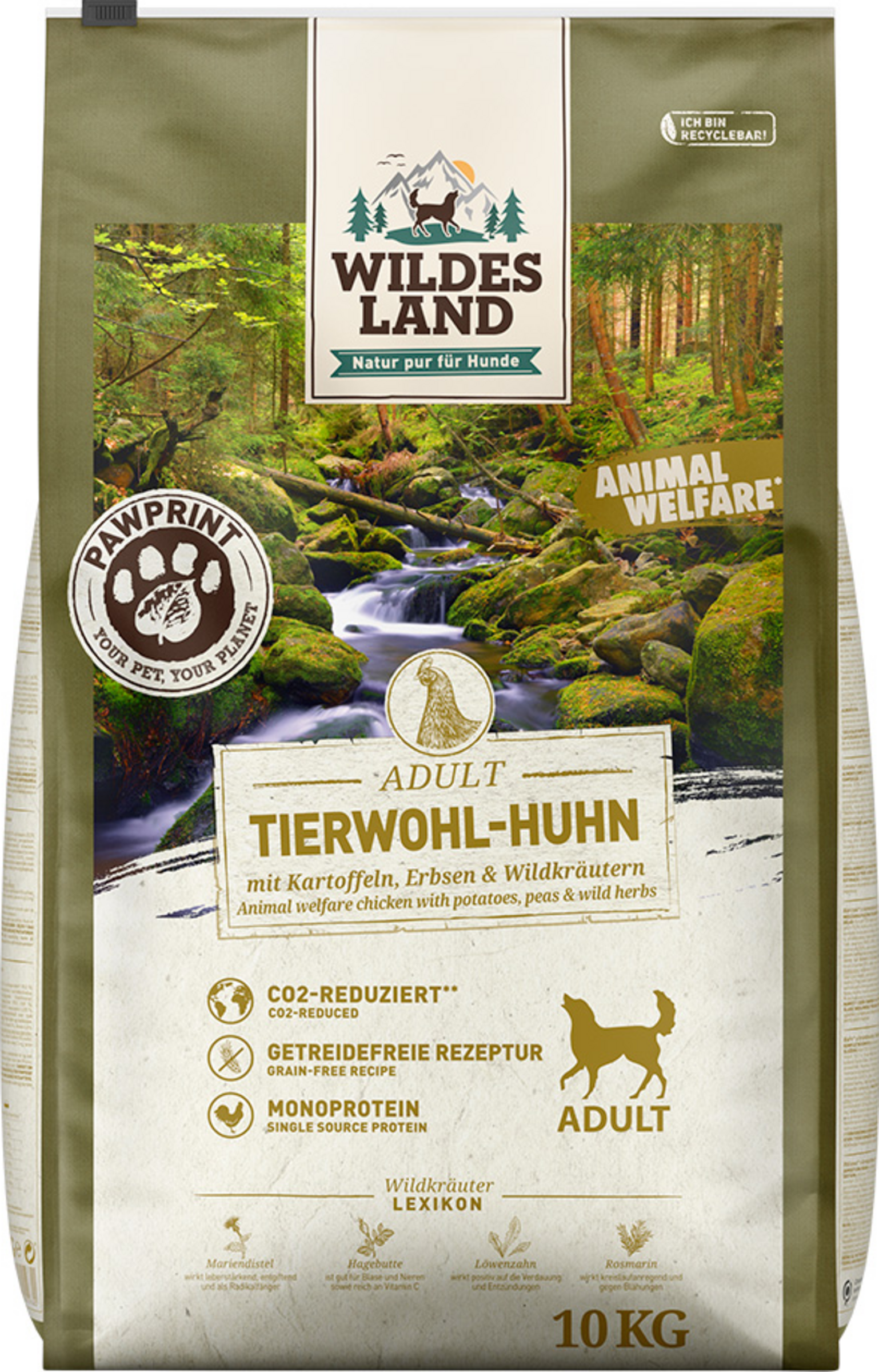Wildes Land Dog Food Adult PawPrint Animal Welfare Chicken