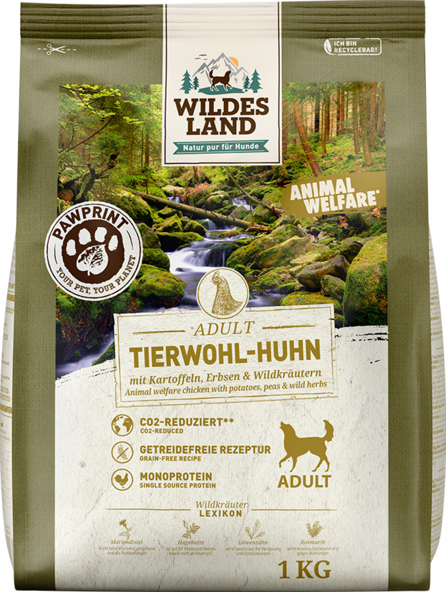 Wildes Land Dog Food Adult PawPrint Animal Welfare Chicken