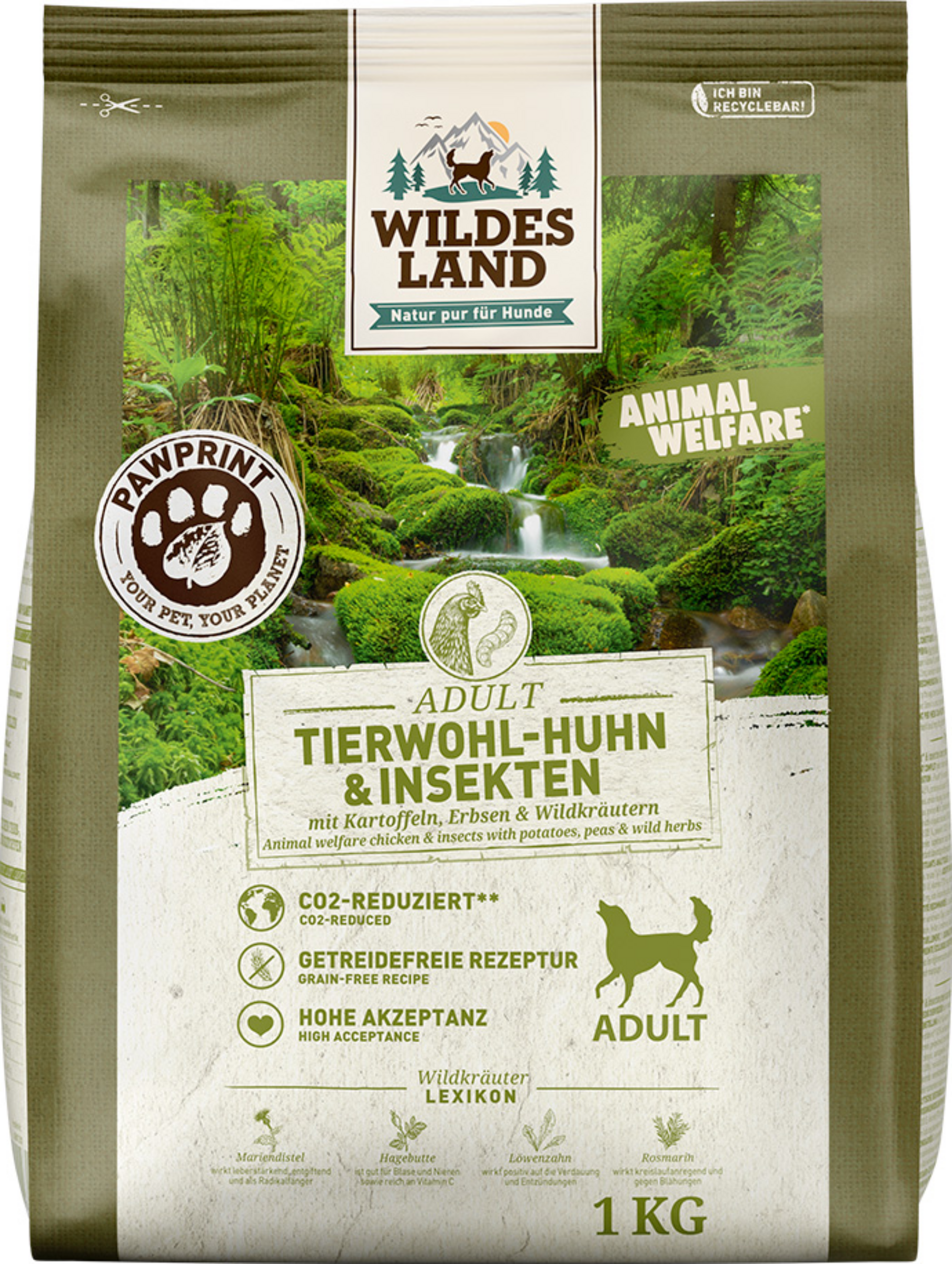 Wildes Land Dog Food Adult PawPrint Animal Welfare Chicken & Insects