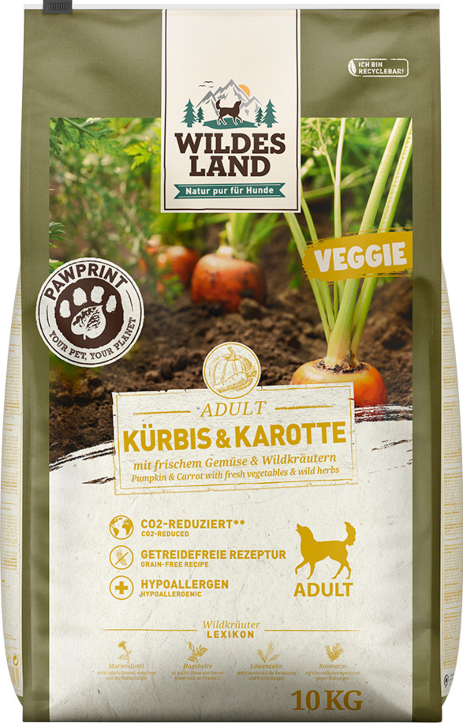 Wildes Land Dog Food Adult PawPrint Veggie Pumpkin & Carrot