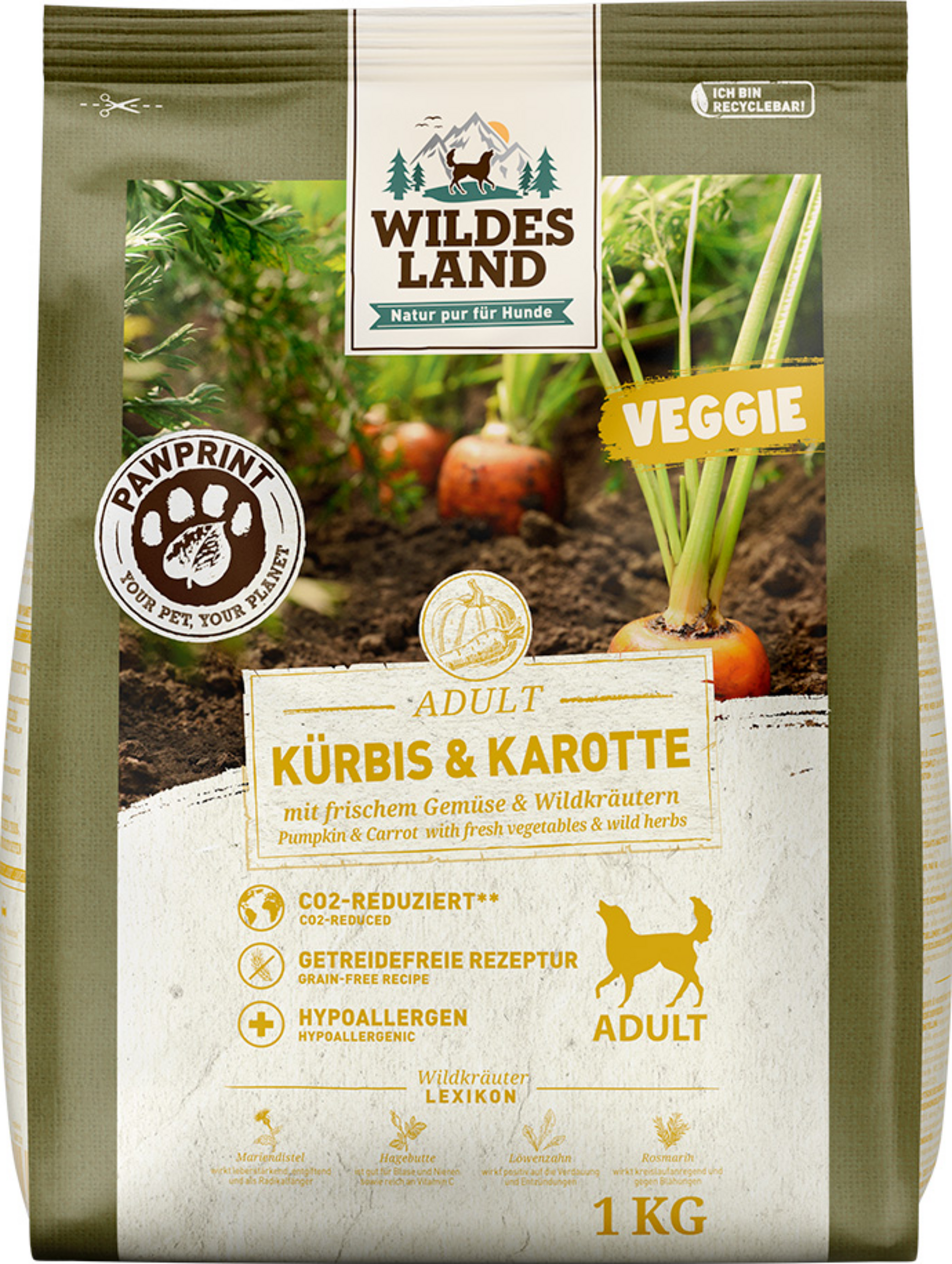 Wildes Land Dog Food Adult PawPrint Veggie Pumpkin & Carrot