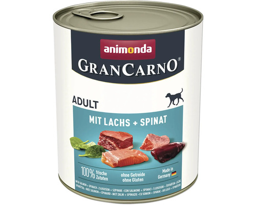 Wet dog food animonda Gran Carno Adult Salmon + Spinach 800 g