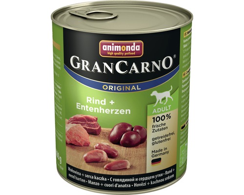 Wet dog food animonda Gran Carno Original Adult beef + duck hearts 800 g