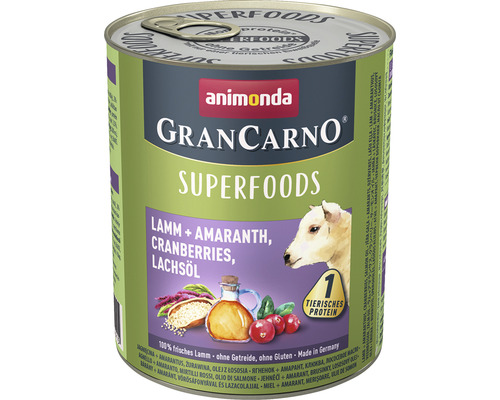 Wet dog food animonda Gran Carno Superfood Lamb & Amaranth 800 g