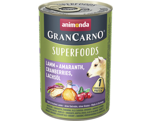 Wet dog food animonda Gran Carno Superfoods Lamb & Amaranth 400 g