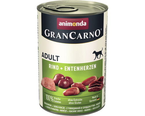 Wet dog food animonda Grand Carno Adult beef/duck hearts 400 g