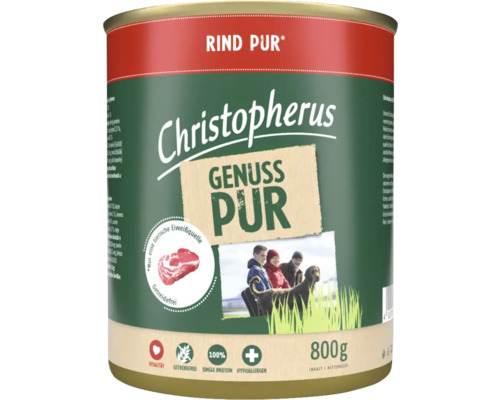 Christopherus Pure Beef wet dog food 800g grain-free, single protein