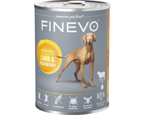 Wet dog food FINEVO Active Dog lamb with blackberry 400 g