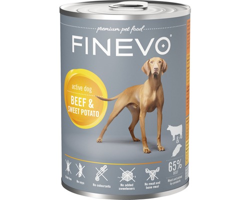 Wet dog food FINEVO Active Dog beef with sweet potato 400 g