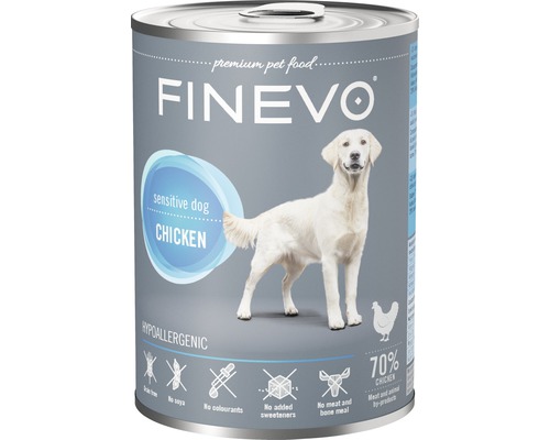 Wet dog food FINEVO Sensitive Dog pure chicken 400 g, monoprotein, single protein