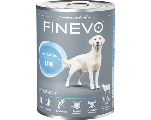 Wet dog food FINEVO Sensitive Dog pure lamb 800 g, monoprotein, single protein