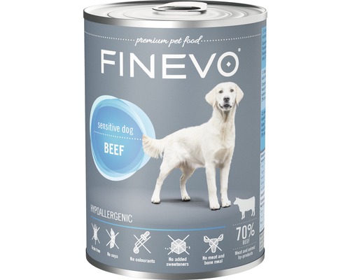 Wet dog food FINEVO Sensitive Dog pure beef 800 g, monoprotein, single protein