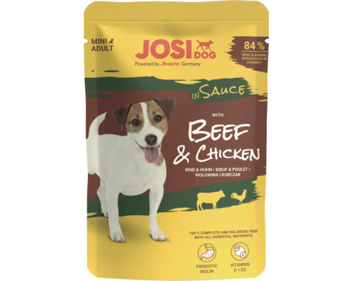 JosiDog Mini Beef & Lamb wet dog food in sauce 100g, beef and lamb in sauce