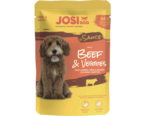 JosiDog Mini Beef & Veggies wet dog food in sauce 100g, beef and vegetables in sauce