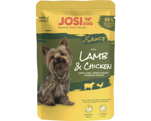 JosiDog Mini Lamb & Chicken wet dog food in sauce 100g, lamb and chicken in sauce