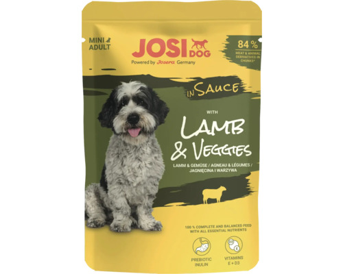 JosiDog Mini Lamb & Veggies wet dog food in sauce 100g, lamb and vegetables in sauce