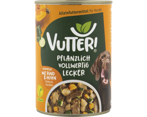 Vutter wet dog food! Tastes like beef & chicken 400g 100% vegan