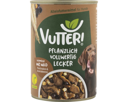 Vutter wet dog food! Tastes like game 400g 100% Vegan