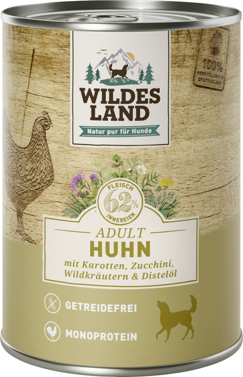 Wildes Land Dog food No. 2 Chicken with carrots, zucchini, wild herbs and safflower oil
