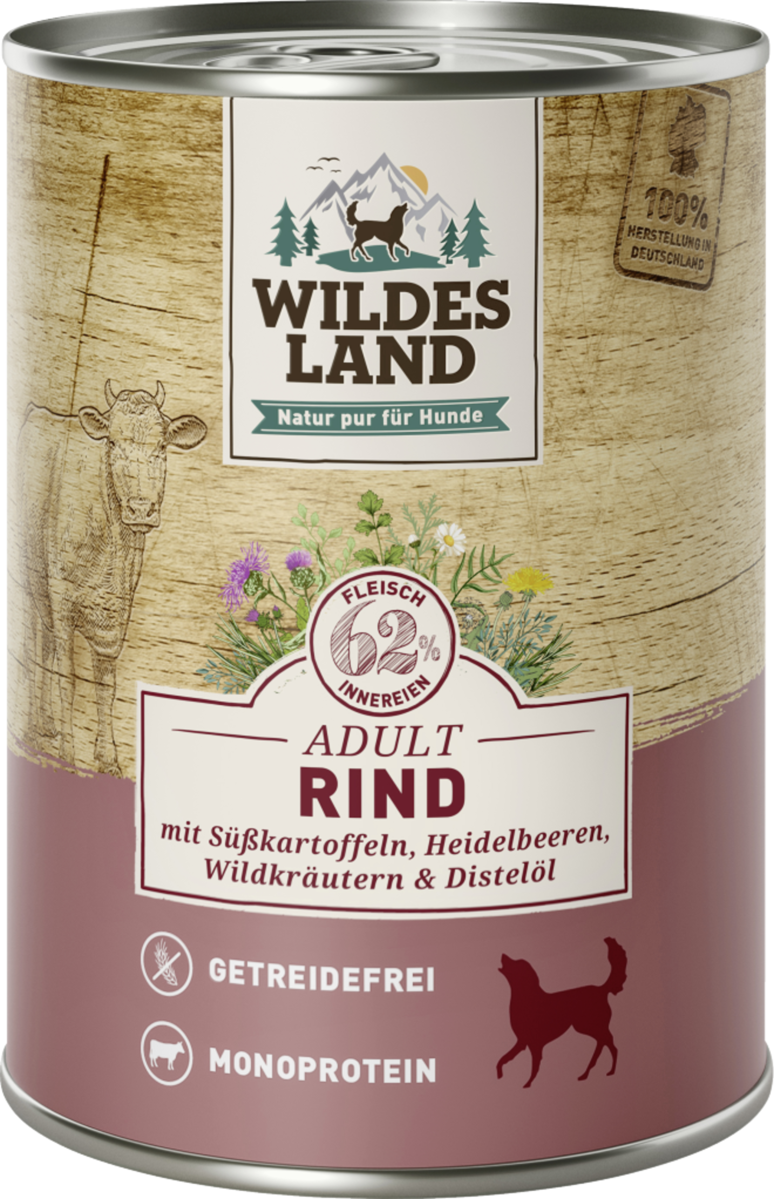 Wildes Land Dog food No. 5 beef with sweet potatoes, blueberries, wild herbs and thistle oil