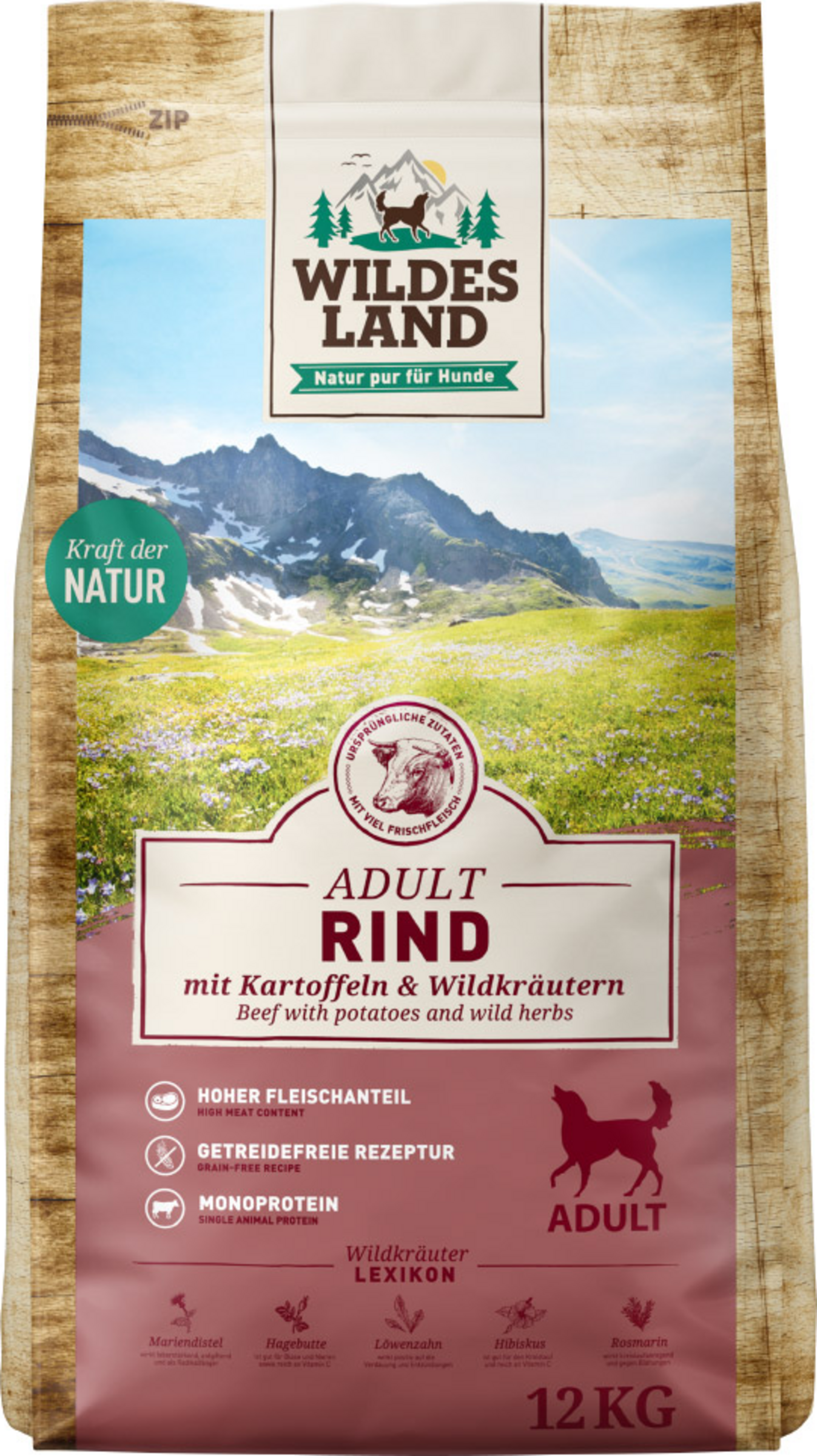 Wildes Land Dog food beef with potatoes and wild herbs