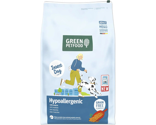 GREEN PETFOOD InsectDog Hypoallergenic dry dog ​​food, 10 kg. Hypoallergenic food with insects for dogs with food intolerances or allergies.