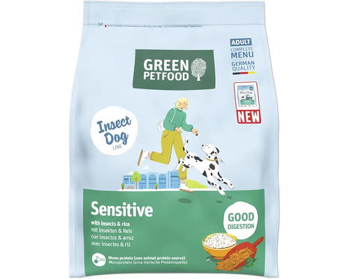 GREEN PETFOOD Sensitive dry dog ​​food with Insects & Rice 900g with insects and rice
