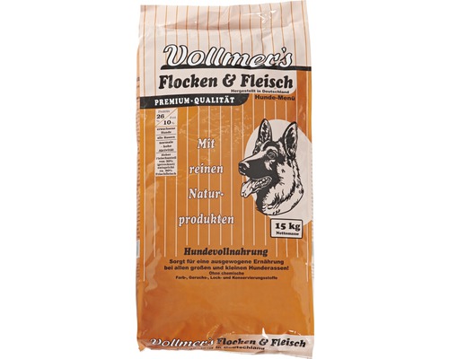 Dry dog ​​food, Vollmers flakes & meat 15 kg