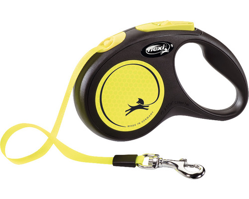 Flexi New Classic Neon Dog Leash, Size S, 5 m, Black
