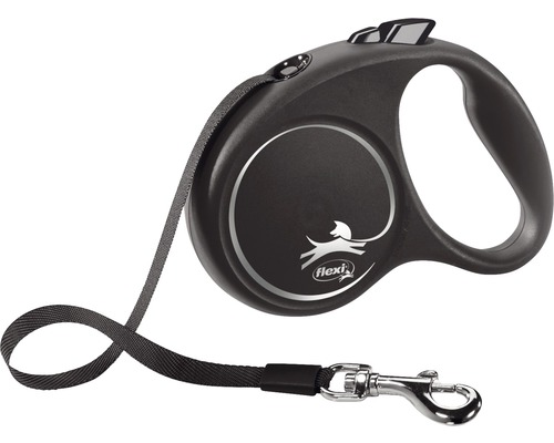 Dog leash flexi roll leash with strap S 5 m < 15 kg black