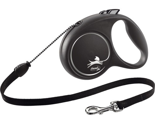 Dog leash flexi roll leash with rope M 5 m < 20 kg black