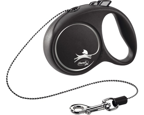 Dog leash flexi roll leash with rope XS 3 m < 8 kg black
